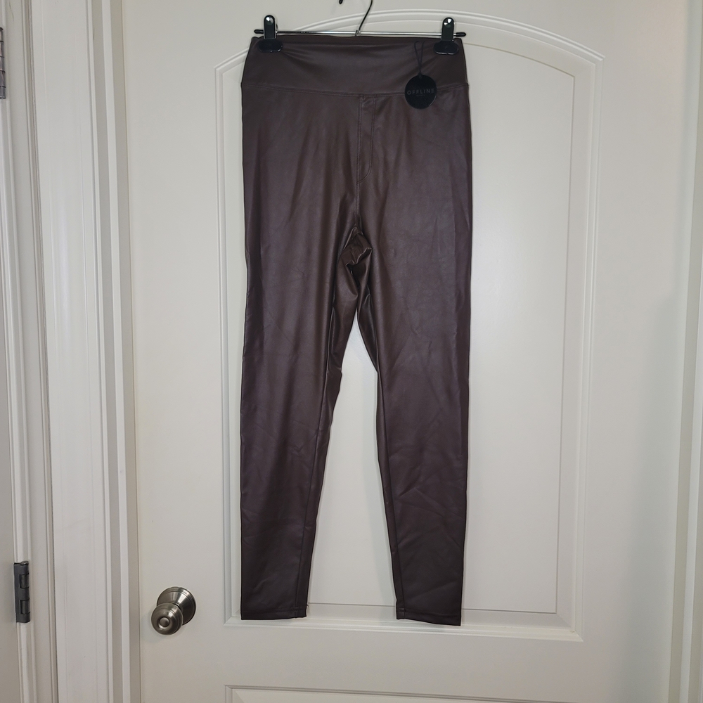 American Eagle Offline By Aerie Chocolate Faux Leather Leggings
